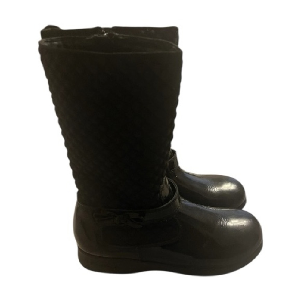 Black Quilted Pediped Boots with Bow Accent
